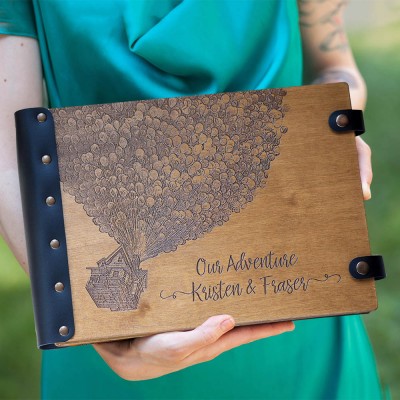 Best Seller❗❗Personalized Wooden Our Adventure Book Engraved with Names and Date Valentine's Day Wedding Anniversary Gift for Couple