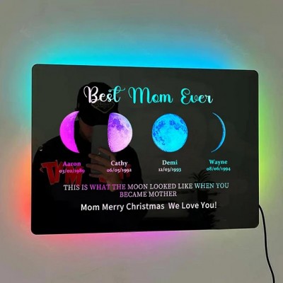 Custom Led Mirror Light Frame With Text And Date-Mom's Universe