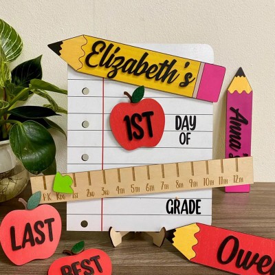 Personalized First/100th/Last Day of School Interchangeable Back to School Sign Prop For Kids Gift Ideas