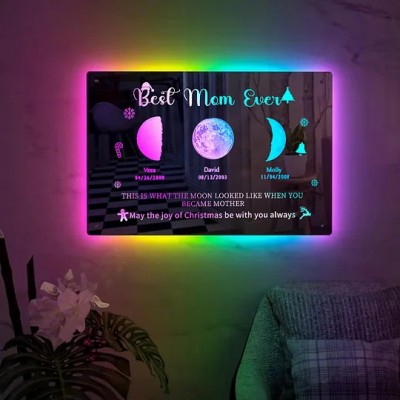 Personalized Moon Phase Mirror Lamp - Christmas Gift For Your Mom