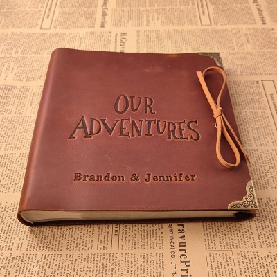 Personalized Genuine Leather Photo Album Our Adventure Book Valentine's Day Anniversary Gift For Couple