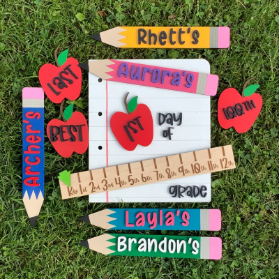 Personalized First/100th/Last Day of School Interchangeable Back to School Sign Prop For Kids Gift Ideas
