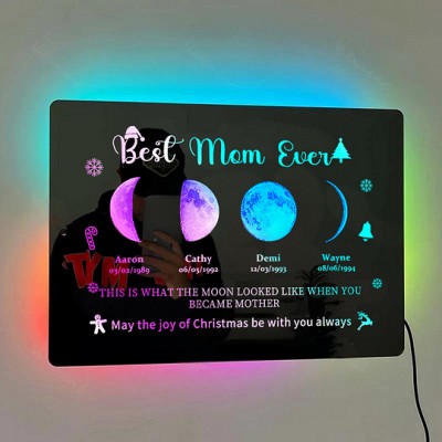 Personalized Moon Phase Mirror Lamp - Christmas Gift For Your Mom